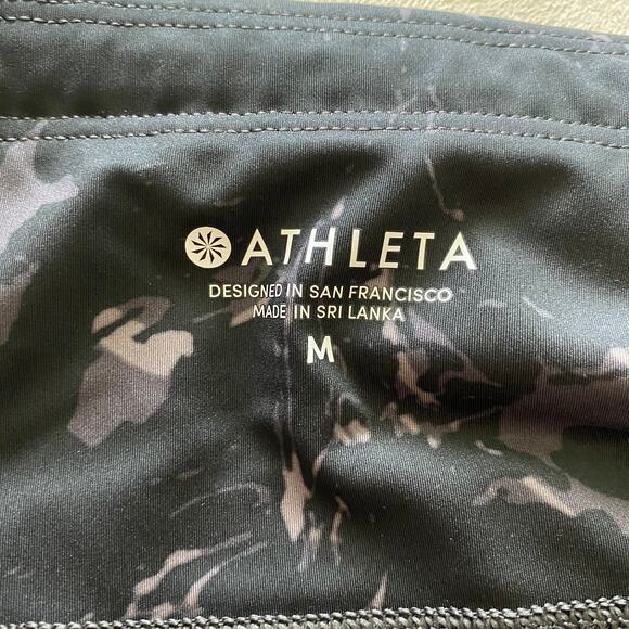 Athleta Velocity Stash Pocket Black Marble 7/8 Pant Leggings Size M EUC - Picture 5 of 9